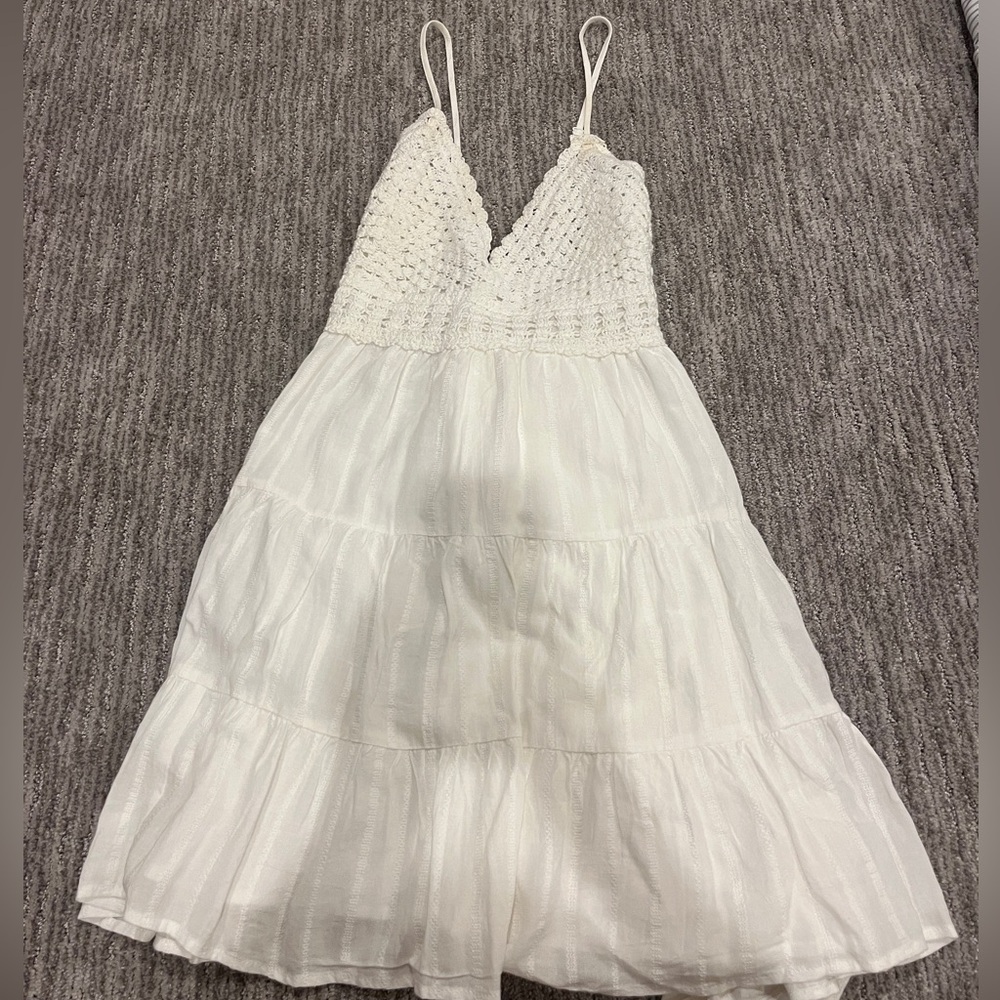 Mi Ami White Mini Dress Crotchet Top